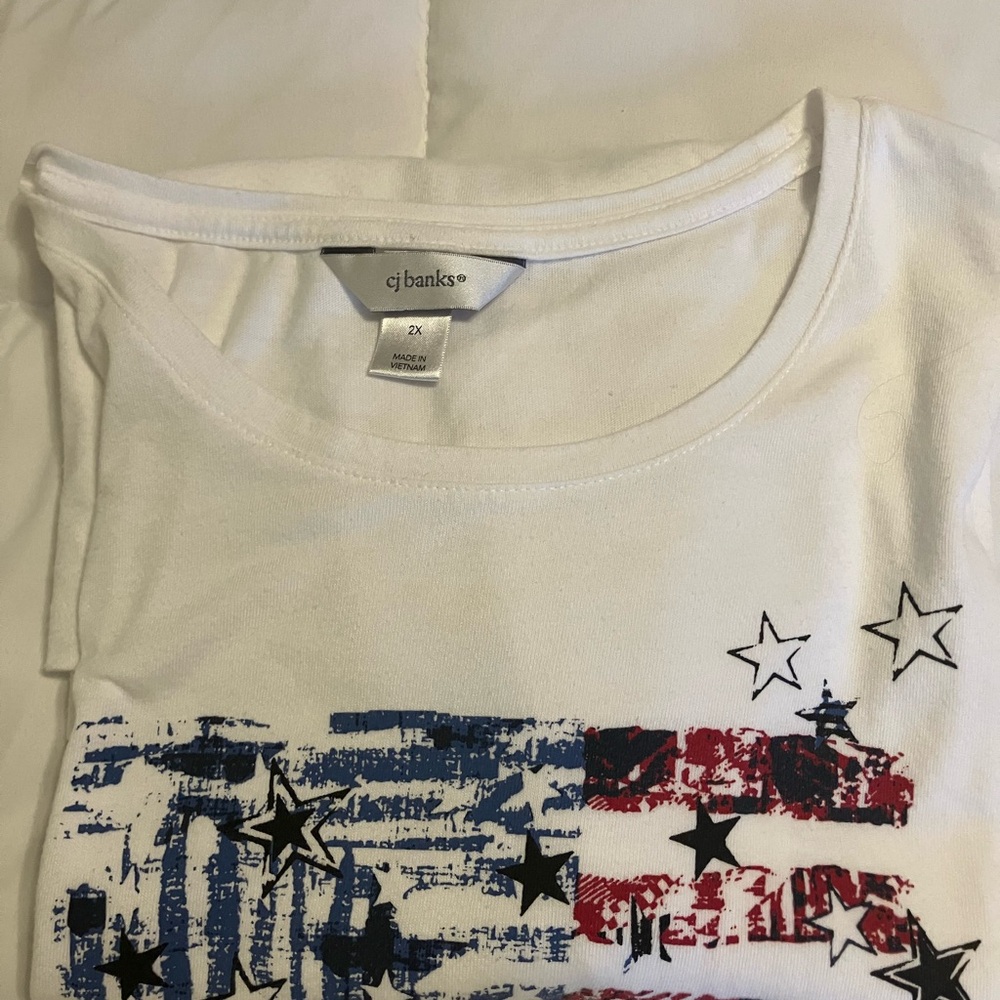 CJ Banks Women’s 2X Patriotic Tops Bundle (4) Star Flag Americana Plus Size - Picture 12 of 16